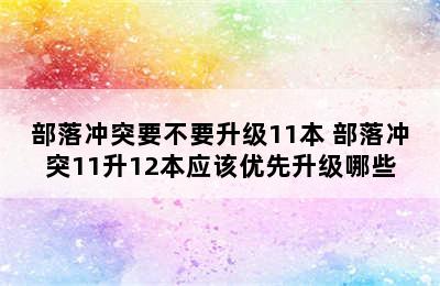 部落冲突要不要升级11本 部落冲突11升12本应该优先升级哪些